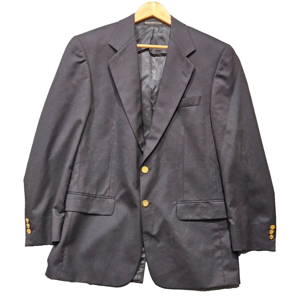 Botany 500 38R Navy Blue Gold 2 Button Wool Mens Blazer Suit Jacket Sport Coat